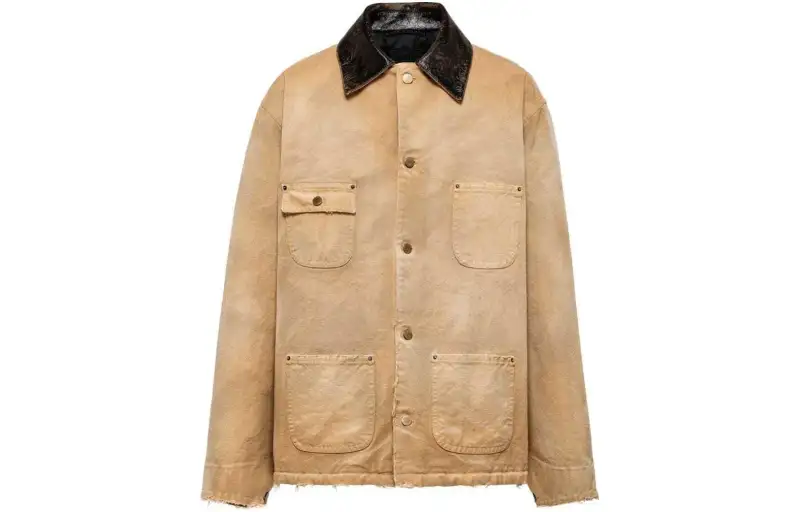PRADA SS24 Denim Jacket Men's Sandy Beige