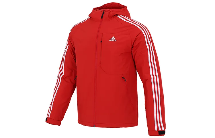 Adidas Down Jackets Men's Red Hooded Moderate Straight Fit