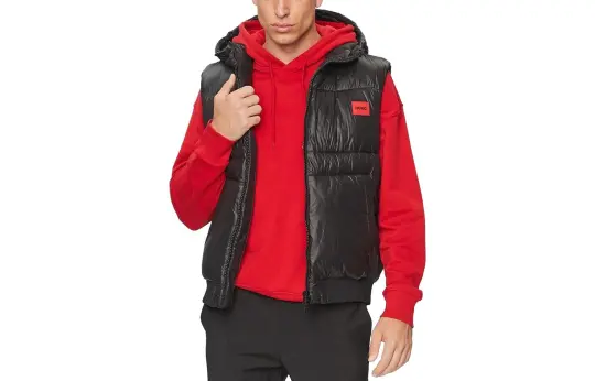 HUGO BOSS Vests Men's Black Hooded Non Detachable Moderate Other