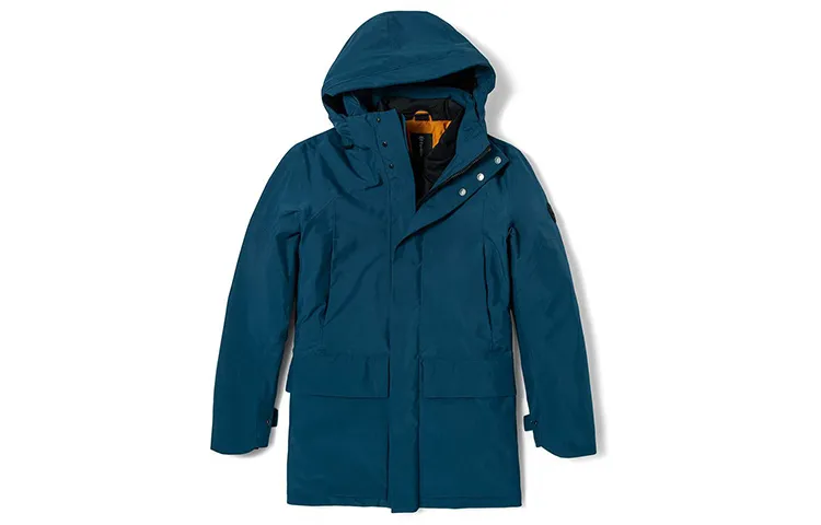 Timberland Solid Color Detachable Hood Puffer Jacket Men's Medium Blue