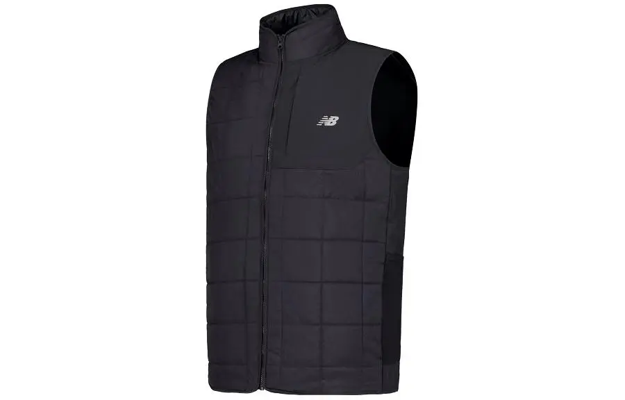New Balance Vests Men's Black Stand Collar Moderate Knitted Fabric