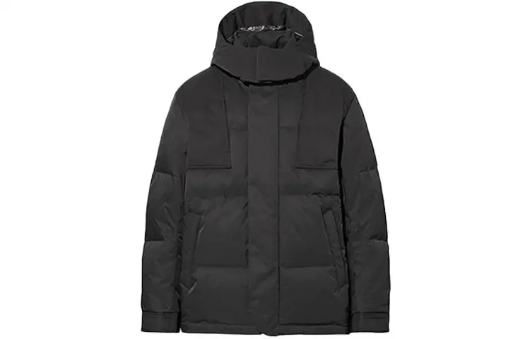 UNIQLO Down Jackets Men's Black Hooded Moderate Other