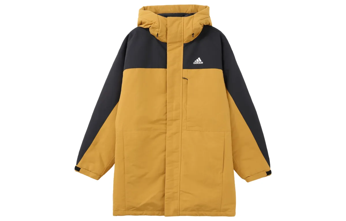 Adidas Down Jackets Unisex Gold Hooded Moderate Quilted Down Jacket