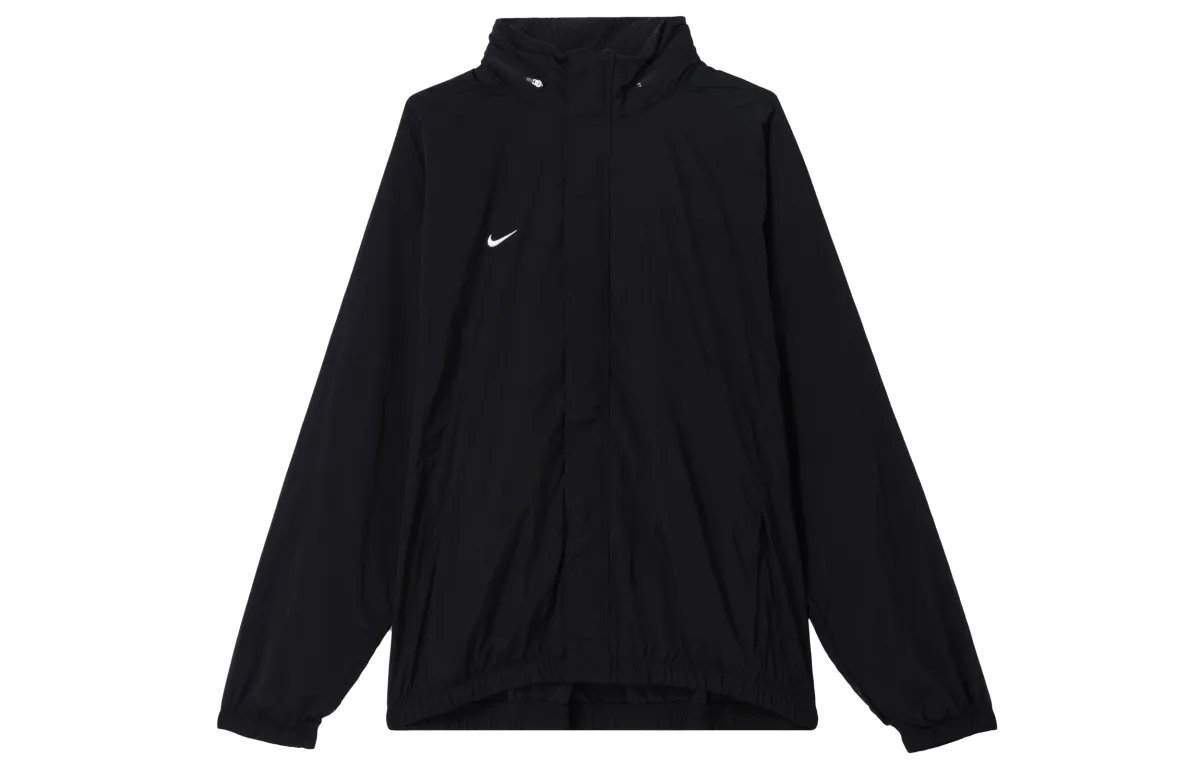 Nike Therma FIT Solid Color Water Repellent Fleece Lined Stand Collar Jackets & Coats Men's Black