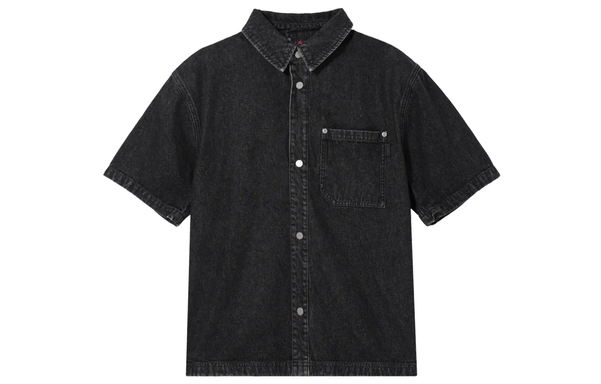 Jordan Men‘s Logo Collared Button-Up Denim Jacket Black