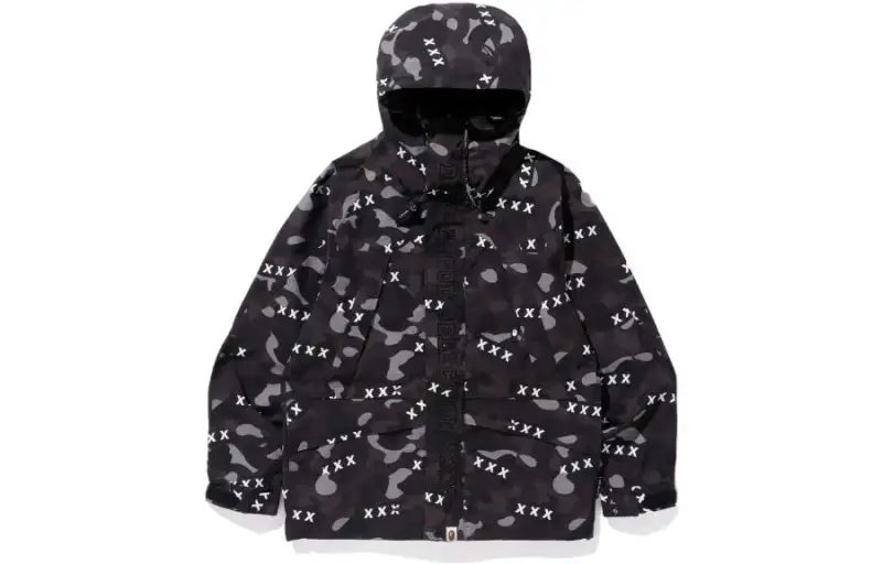 A BATHING APE Jackets Men's Black Hooded Non Detachable Moderate Other