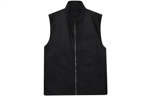 PRADA Vests Men's Black Stand Collar Moderate Other