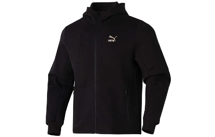PUMA Jackets Men's Black Hooded Moderate Straight Fit