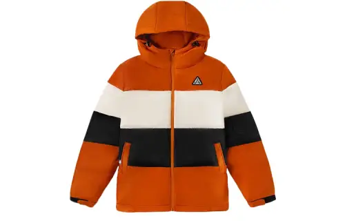 Vans Letter Colorblock Hooded Down Jacket Unisex Orange Couple's