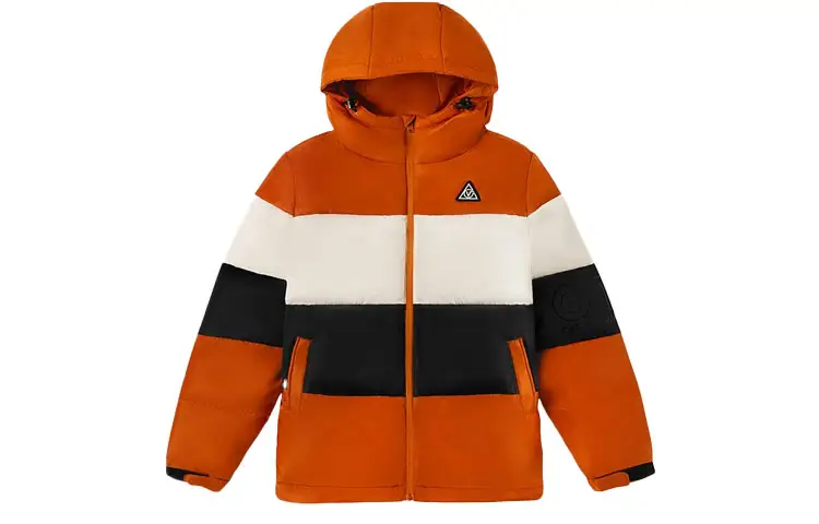 Vans Letter Colorblock Hooded Down Jacket Unisex Orange Couple's