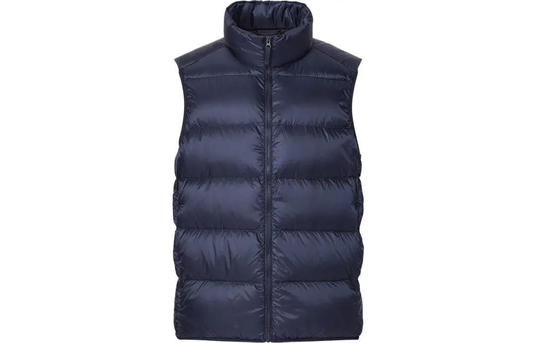 UNIQLO Down Vests Unisex Navy Blue Stand Collar Moderate Other