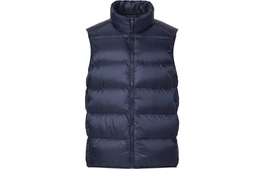 UNIQLO Down Vests Unisex Navy Blue Stand Collar Moderate Other