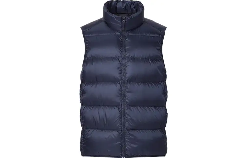 UNIQLO Down Vests Unisex Navy Blue Stand Collar Moderate Other