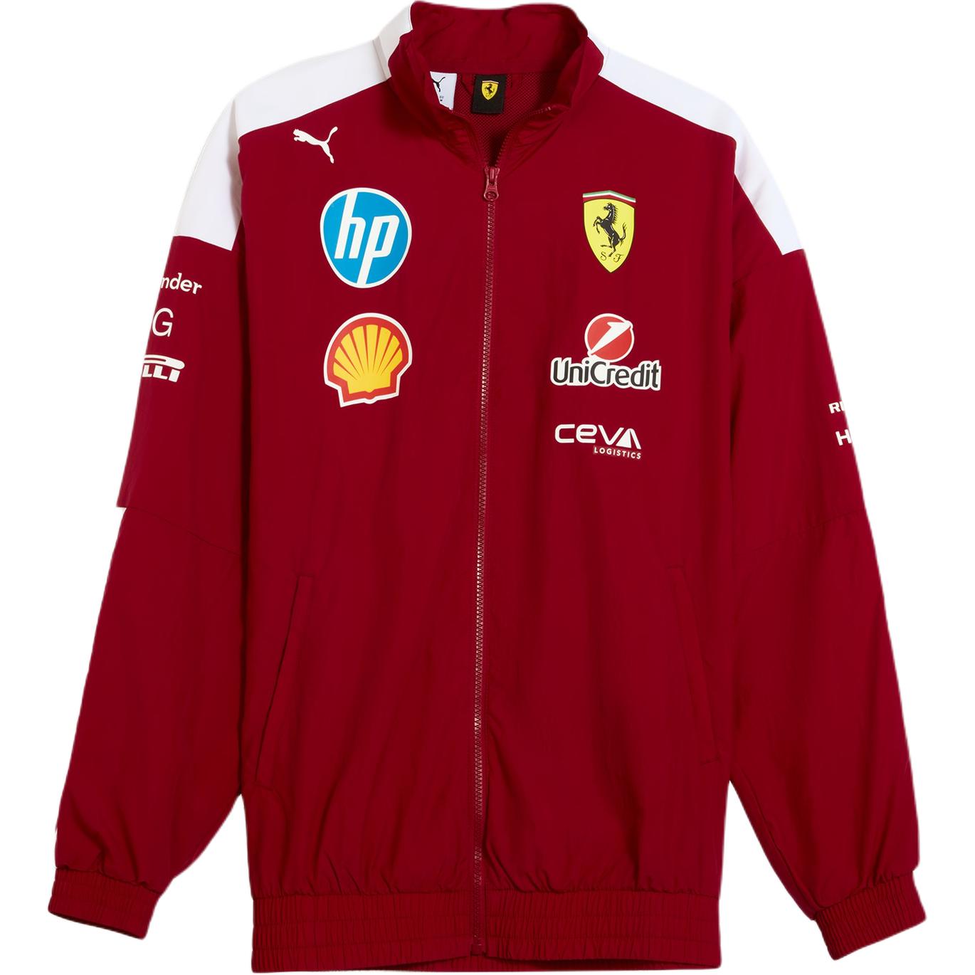 PUMA Puma Ferrari Racing Series T7 FERRARI SF DRIVERSOVERSIZED JACKET Retro Sports Style Brand LOGO Printed Stand Collar Zipper Jacket Men's Dark Red
