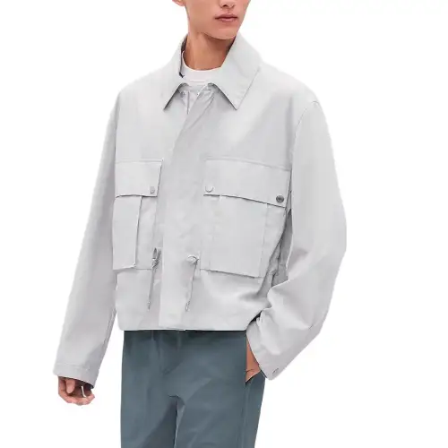 HERMES Jackets & Coats Men's Gray White