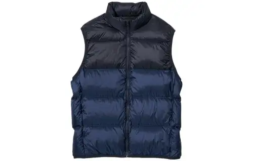 UNIQLO Down Vests Men's Navy Blue Stand Collar Moderate Other