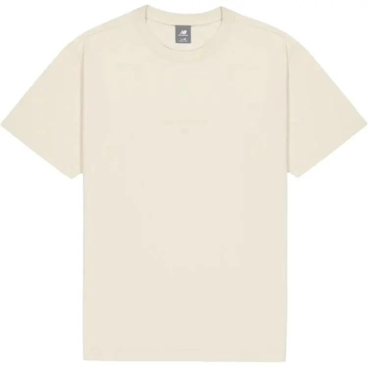 New Balance T-Shirts Men's Ecru Crew Neck Moderate