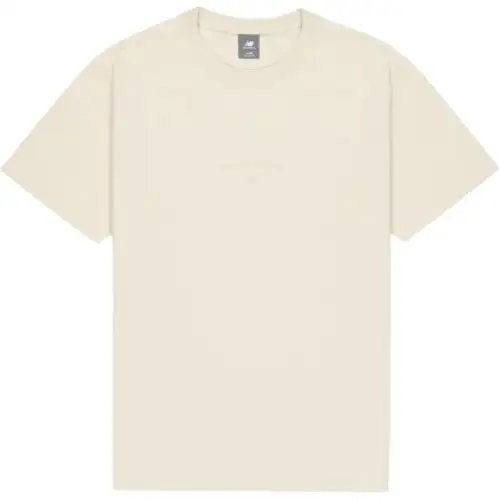 New Balance T Shirts Men's Ecru Crew Neck Moderate