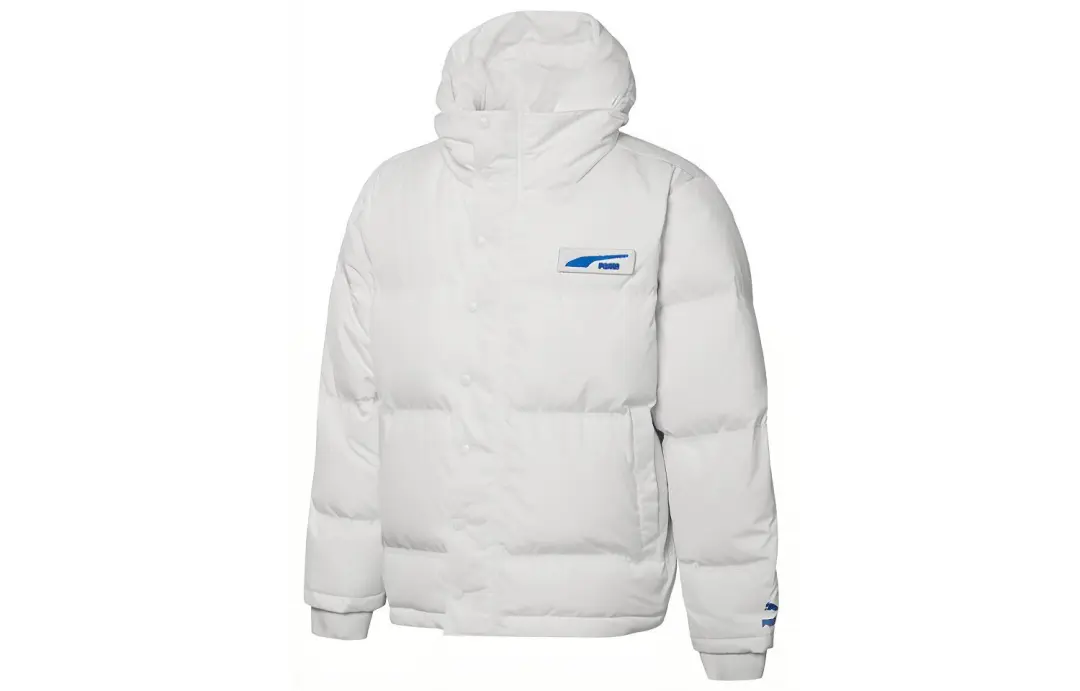 PUMA Down Jackets Unisex White Hooded Moderate Quilted Down Jacket