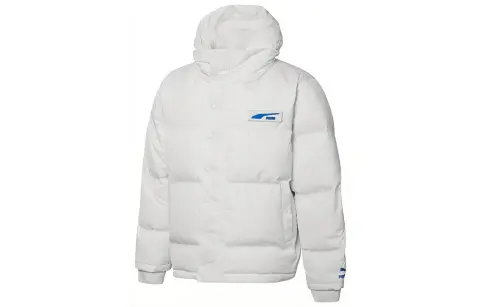 PUMA Down Jackets Unisex White Hooded Moderate Quilted Down Jacket