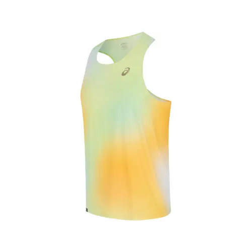 ASICS Running Tank Top Unisex Orange Green Print