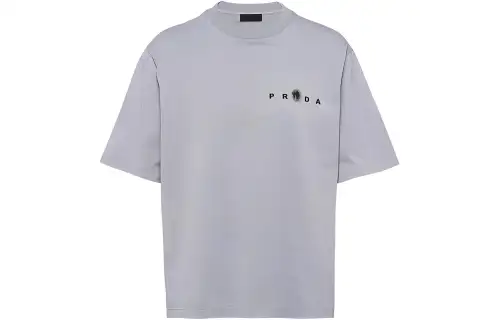 PRADA T Shirts Men's Gray Crew Neck Straight Fit