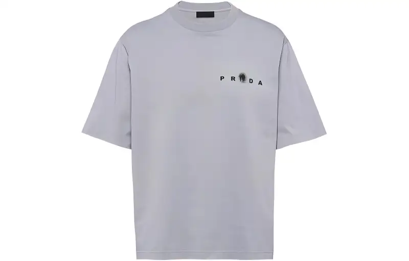 PRADA T Shirts Men's Gray Crew Neck Straight Fit