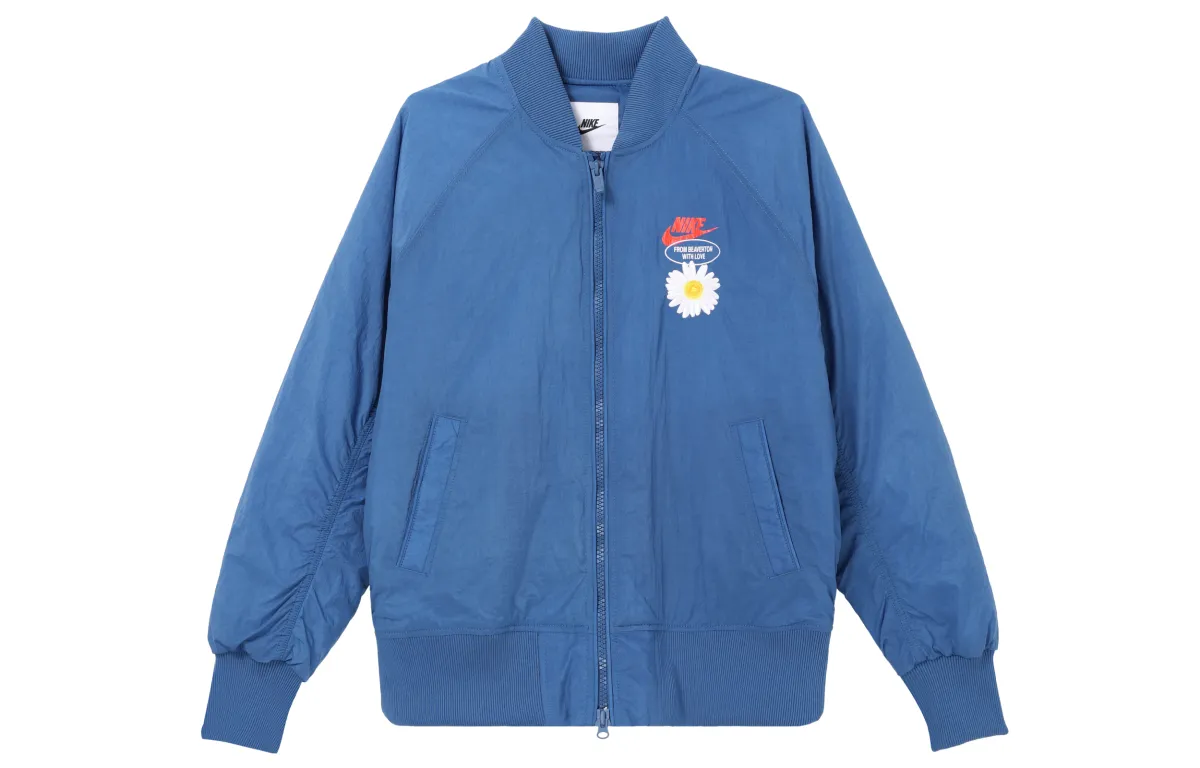 Nike Puffer Jackets Men's Blue Baseball Collar Moderate Puffer Jacket