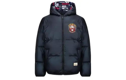 EVISU Down Jackets Men's Black Hooded Moderate Other