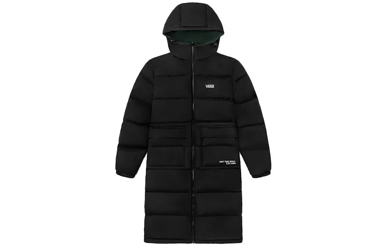 Vans Down Jackets Unisex Black Hooded Lightweight Quilted Down Jacket
