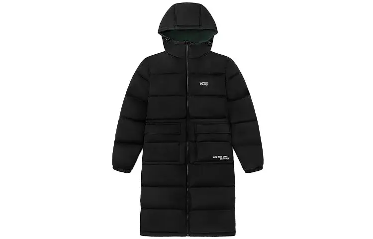 Vans Down Jackets Unisex Black Hooded Lightweight Quilted Down Jacket