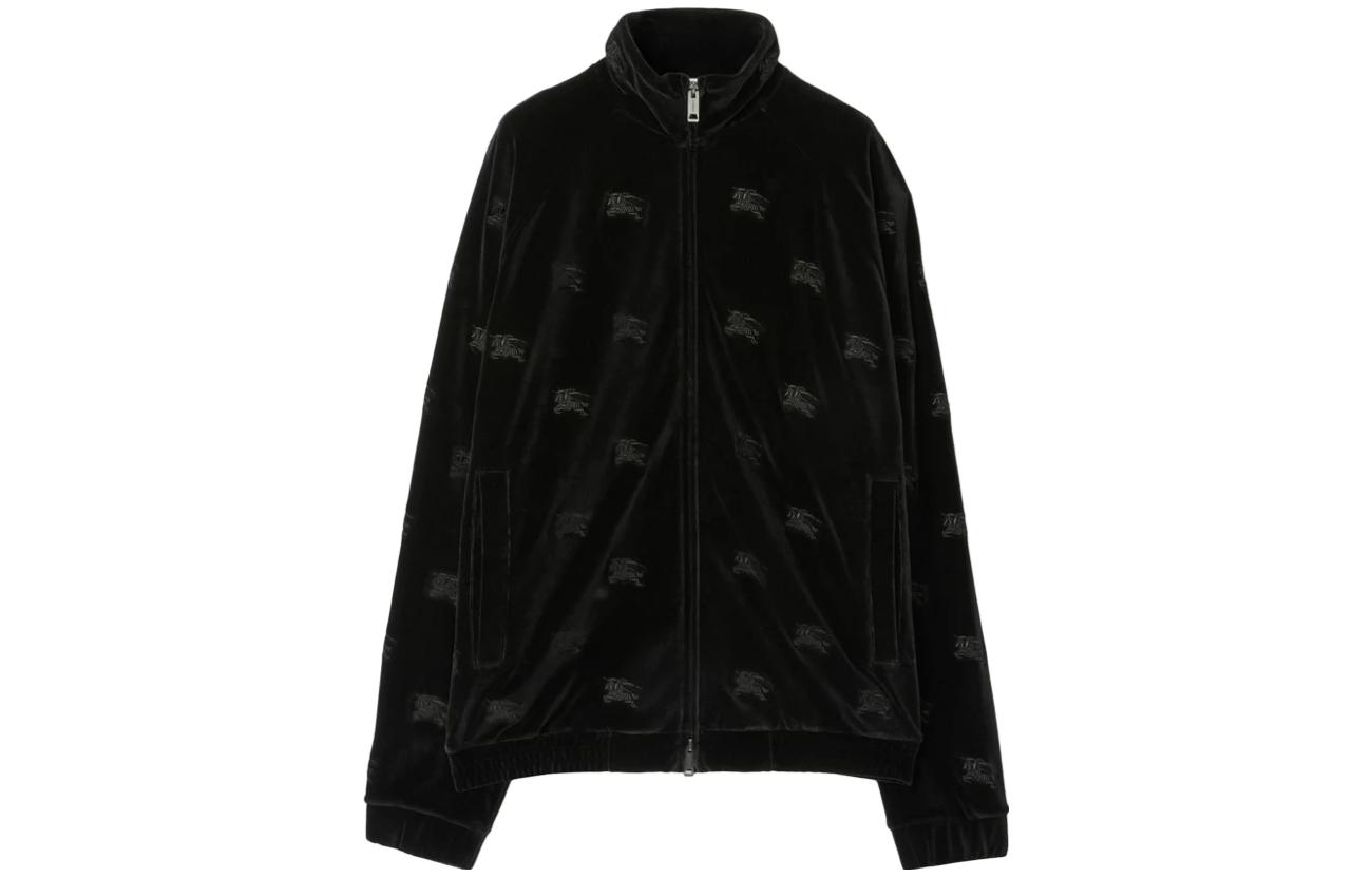 Burberry Ekd Velvet Finished High Neck Zipped Sweatshirt