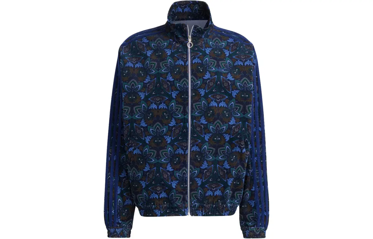 Adidas Originals Jackets Men's Dark Blue Stand Collar Moderate Straight Fit