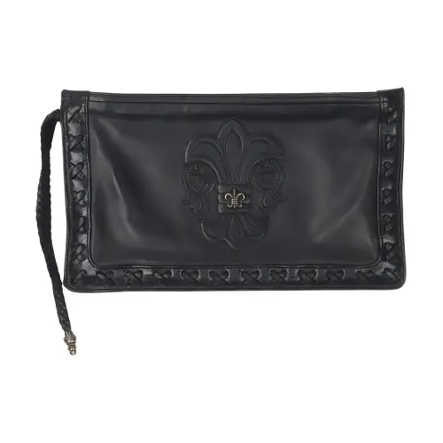 Chrome Hearts Leather Clutch Wallet Women's Black