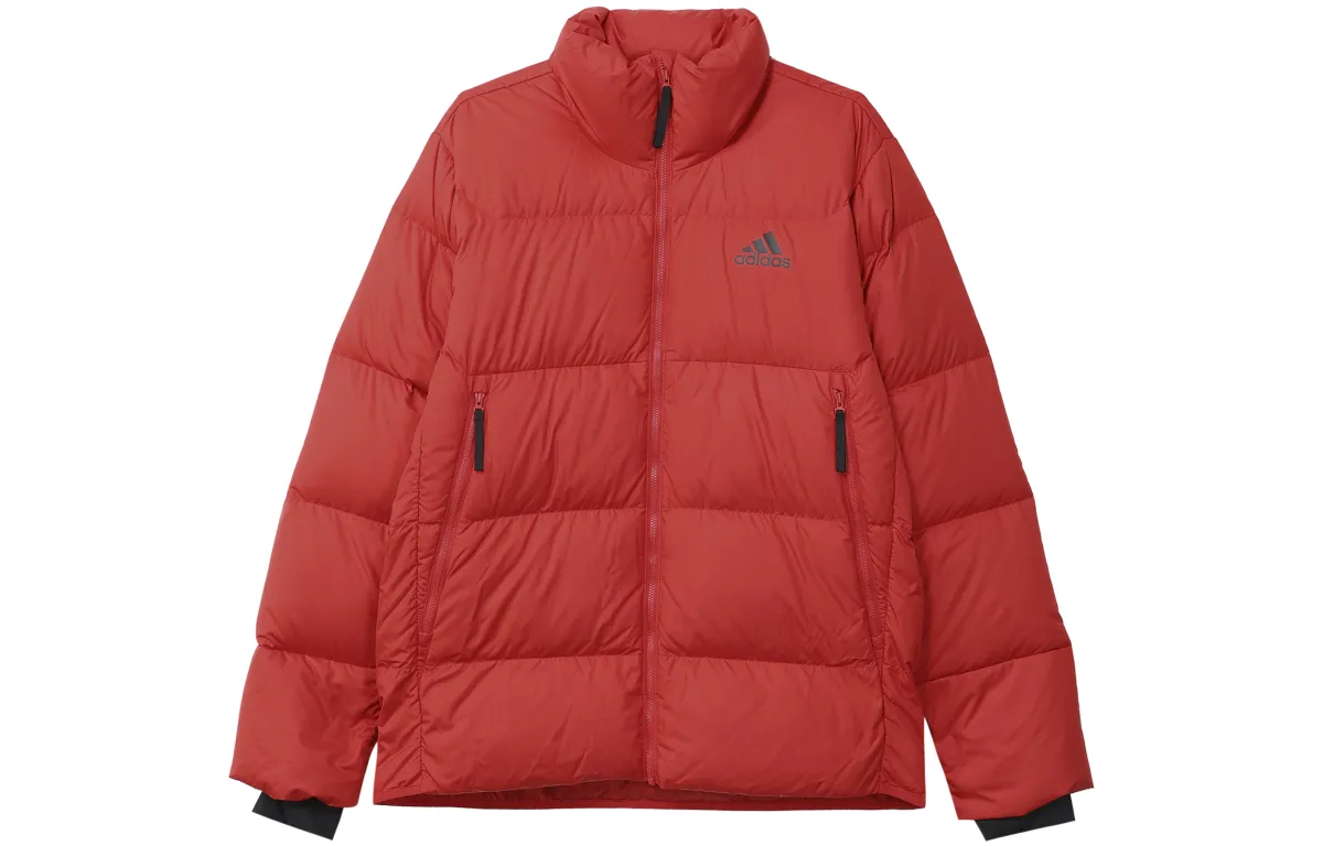 Adidas Down Jackets Men's Red Stand Collar Moderate Straight Fit