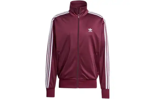 Adidas originals ADICOLOR CLASSICS FIREBIRD TRACK Three Stripes Logo Print Stand Collar Zipper Long Sleeve Jacket Men's Maroon
