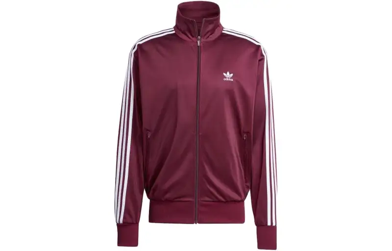 Adidas originals ADICOLOR CLASSICS FIREBIRD TRACK Three Stripes Logo Print Stand Collar Zipper Long Sleeve Jacket Men's Maroon
