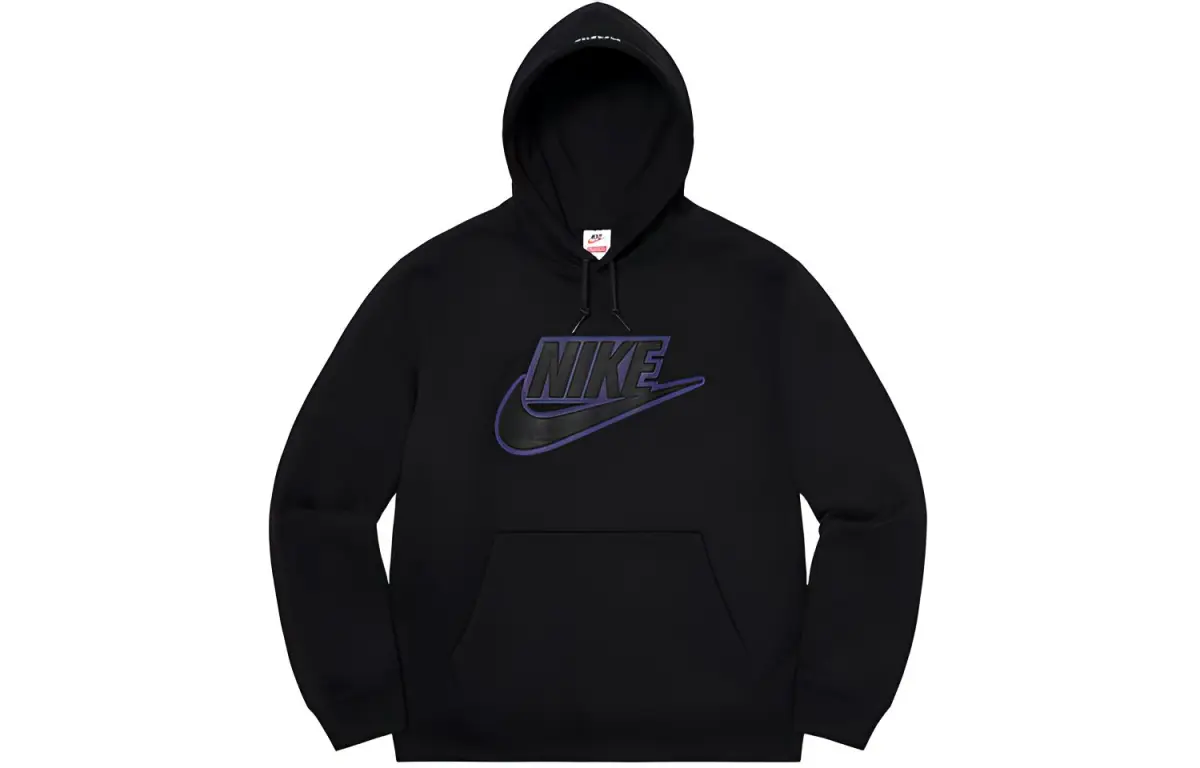 Supreme Nike Leather Applique Hooded Sweatshirt