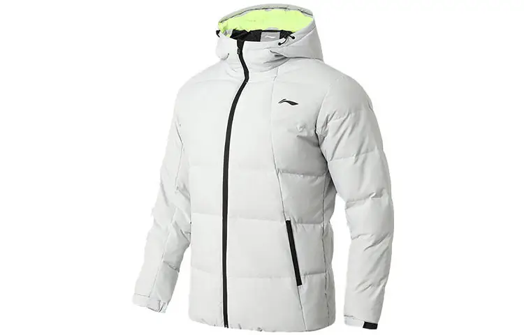 Li Ning Down Jackets Men's Coin Gray Hooded Moderate