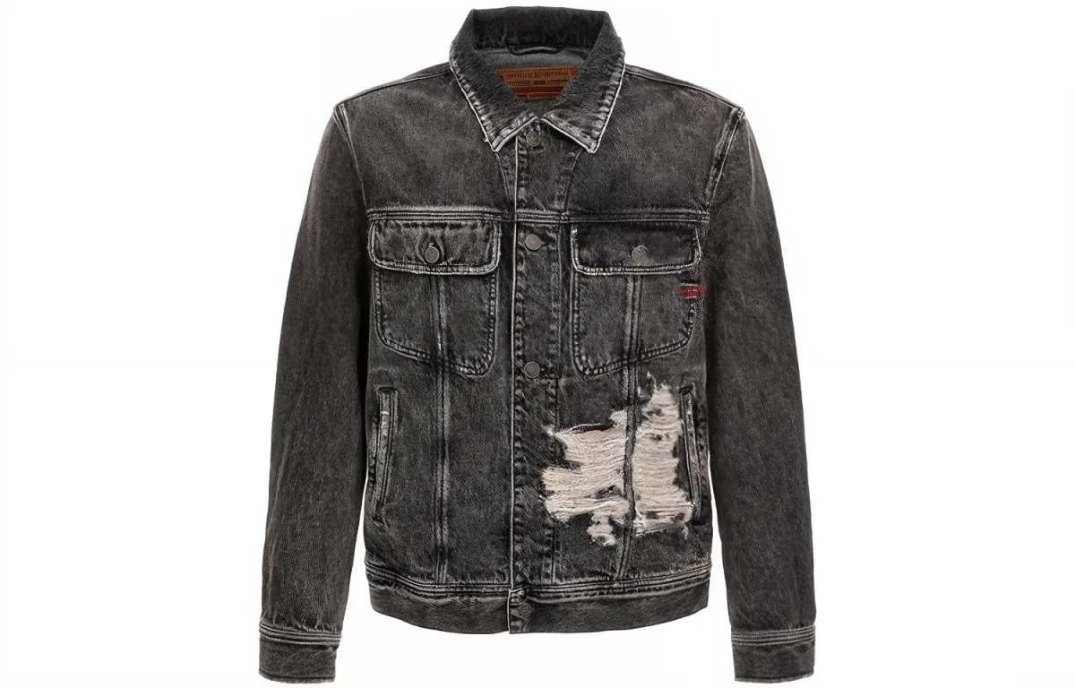 DIESEL D-Barcy-S1 Denim Long-Sleeved Trucker Jacket