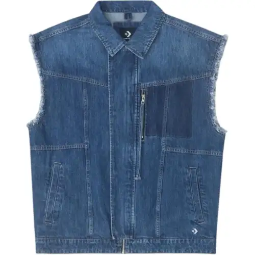 Converse Vests Unisex Blue Lapel Moderate Denim
