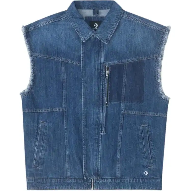 Converse Vests Unisex Blue Lapel Moderate Denim