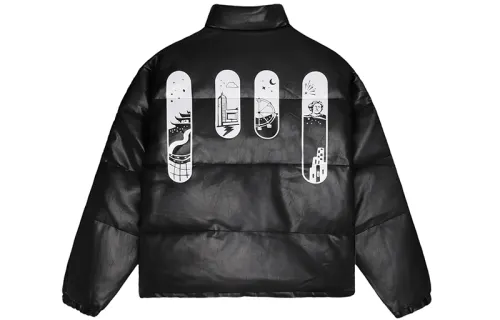MIND ERROR Puffer Jacket Unisex Black Gift Recommendation