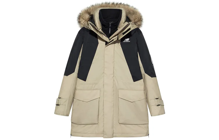 New Balance Down Jackets Men's Khaki Hooded Moderate Detachable