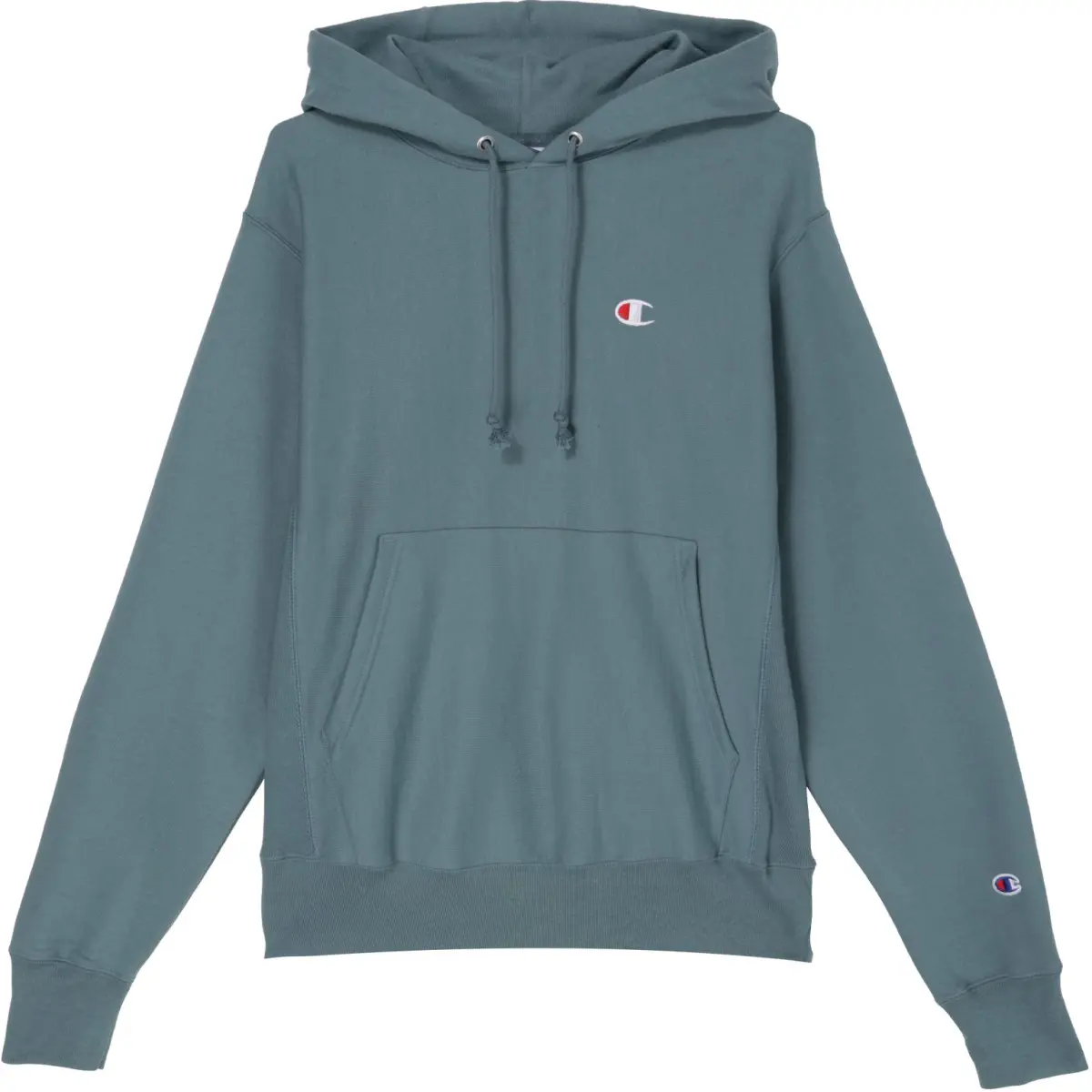 Champion Life Embroidery Logo Fleece Lined Hooded Loose Fit Long Sleeved Sweatshirt Unisex Cyan