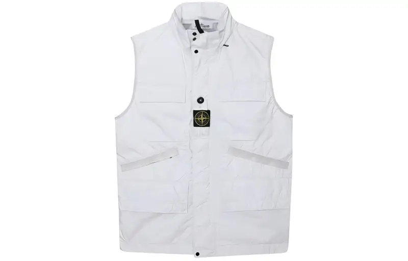 STONE ISLAND Vests Unisex White Stand Collar Moderate Other