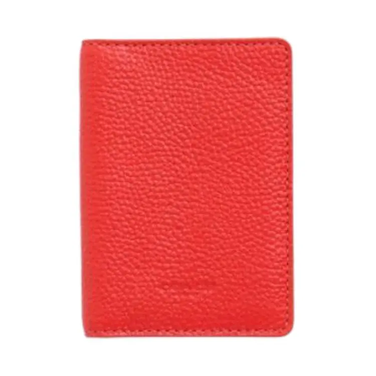 COACH Glossy Finish Pebbled Leather Card Holder, Wallet Regular Women's Coral Red
