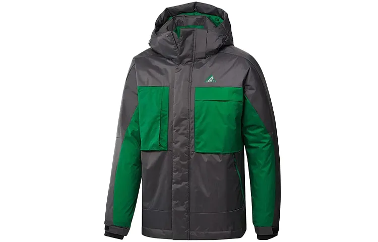 Adidas Down Jackets Men's Black Green Hooded Moderate Straight Fit