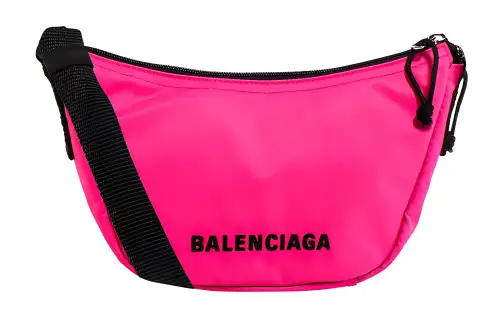 Balenciaga Logo Nylon Shoulder Bag Small Women's Pink