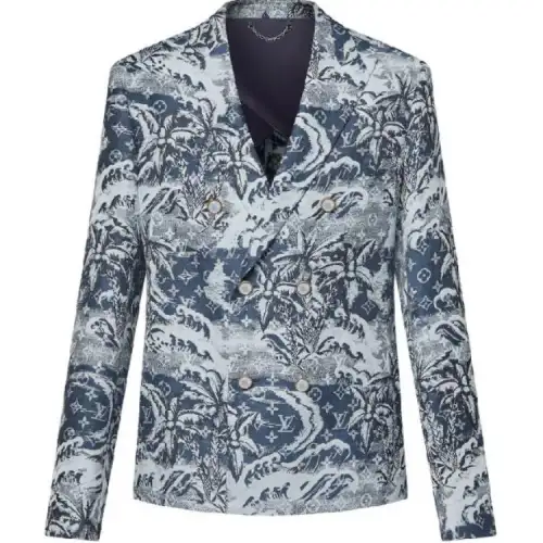 LOUIS VUITTON Double-Breasted Cotton And Linen Blend Tailored Jacket